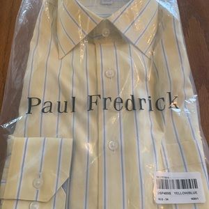 Paul Frederick yellow blue dress shirt button cuffs